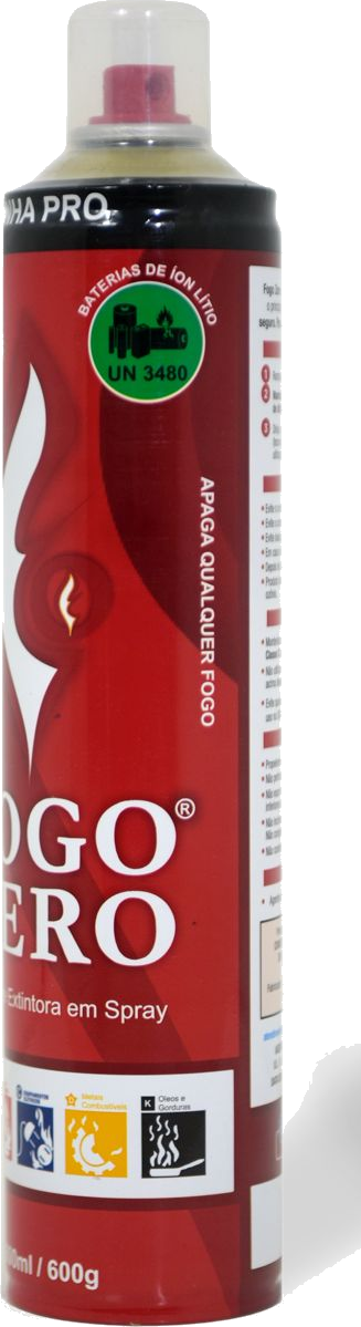Embalagem de 600 ml da unidade extintora em spray Fogo Zero Linha Pro